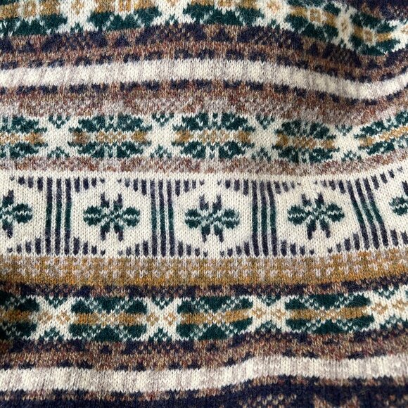 Vintage Wool Fair Isle Scandinavian Eccentric Grandma Eclectic Grandpa Winter - Picture 7 of 8